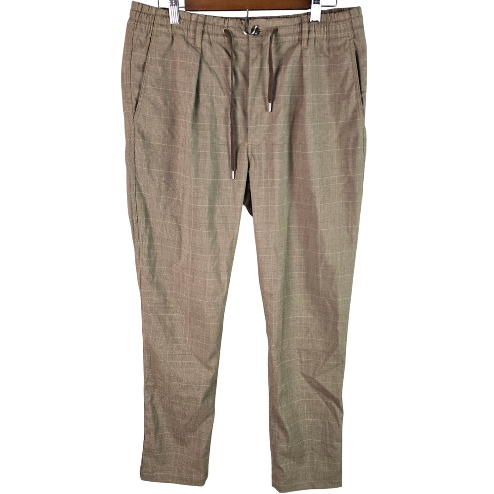 Polo Ralph Lauren Mens Brown Glen Plaid Stretch Tailored Slim Fit Pants 33x31